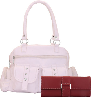 

Lady bar Hand-held Bag(White, Maroon), Maroon;white