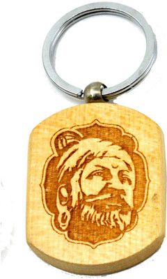 

Faynci Shivaji Maharaj Engraved Handcrafted Wooden Key Chain Key Chain