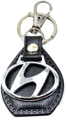 

Faynci Hundai Logo Metal with Black Leather Keychain Key Ring with Hook for Car Bike Key Chain