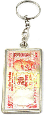 Faynci Indian 20 rupees Currency Note High Quality Metal collectible Key Chain For Car Bike Bags Key Chain