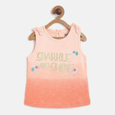 MINI KLUB Baby Girls Cotton Blend Knit Top(Pink, Pack of 1)