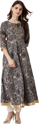 LIBAS Women Abstract Anarkali Kurta (Multicolor)
