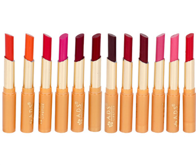 

ADS Waterproof organic lipstick set of 12 multicolor -(bbb)(Multicolor, 1.5 ml)