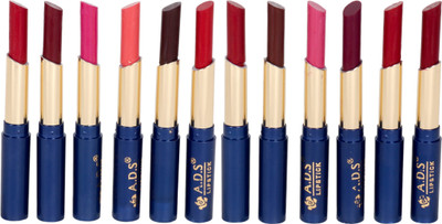 

ADS Waterproof organic lipstick set of 12 multicolor (BB)(Multicolor, 1.5 ml)