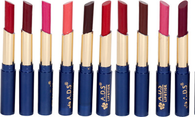 

ADS Waterproof lipstick set of 10 multicolor (BB)(Multicolor, 1.5 ml)