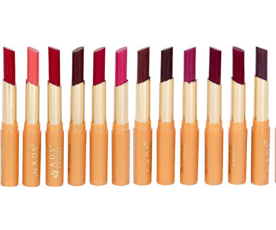 

ADS Waterproof lipstick set of 12 multicolor -(bbb)(Multicolor, 1.5 ml)
