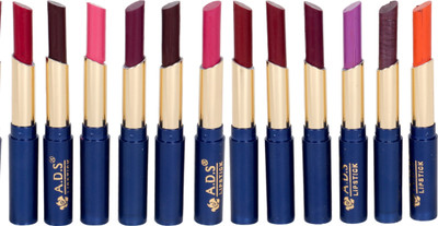 

ADS Waterproof lipstick set of 12 multicolor (BB)(Multicolor, 1.5 ml)