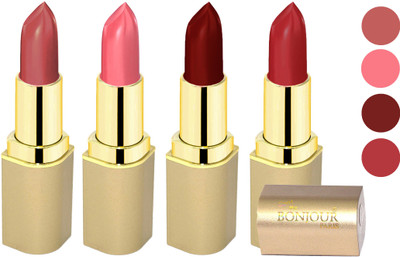 Bonjour Paris Soft Creame Matte Lipstick(Light Mauve-Burnt Amber-Maroon-Brick, 16.8 g)