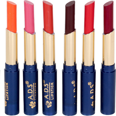 

ADS Waterproof Organic lipstick set of 6 multicolor -(ba)(Multicolor, 1.5 ml)