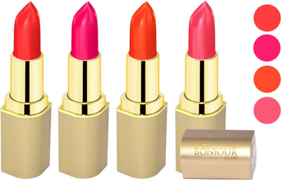 

Bonjour Paris Soft Creame Matte Lipstick(Light Red-Hot Pink-Dark Orange-Baby Pink, 16.8 g)