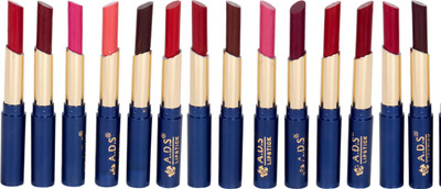 

ADS Waterproof lipstick set of 14 multicolor (BB)(Multicolor, 1.5 ml)