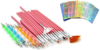 

NESA 20 Pcs. Nail Art Tool Kit with Free 10 pcs of Stencil for Nail Art(Pink)