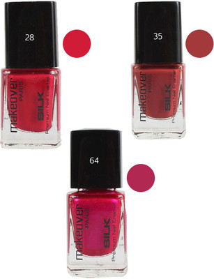 

Makeover Professional Nail Paint Combo (Rosewood-Pink-28 , Red-Brown-35 , Velvet-Wine-64) Multi(Pack of 3)