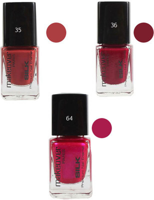 Makeover Professional Nail Paint Combo (Red-Brown-35 , Dark-Magneta-36 , Velvet-wine-64) Multi(Pack of 3)