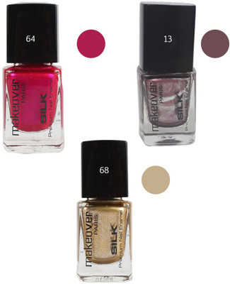 

Makeover Professional Nail Paint Combo (Velvet-wine-64 , Dior-Chocolate-13 , Sparking-Golden-68) Multi(Pack of 3)