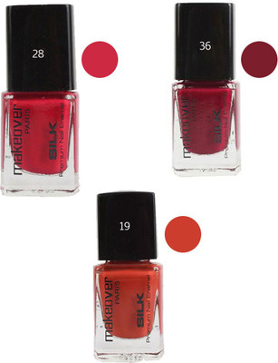 Makeover Professional Nail Paint Combo ( Rosewood-Pink-28 , Dark-Magneta-36 , Spicy-Magneta-19) Multi(Pack of 3)