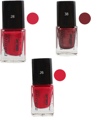 

Makeover Professional Nail Paint Combo (Rosewood-Pink-28 , Sparking-Wine-Red-38 , Cherry-Red-26) Multi(Pack of 3)