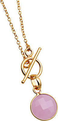 The Sparkle Story Rose Chalcedony 32x12mm Bezel Gold Plated Alloy Necklace available at flipkart for Rs.319