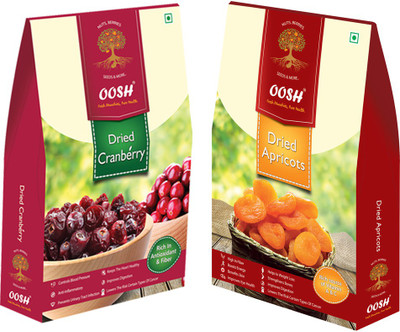 

Oosh Premium Whole Dried Cranberries 250g & Turkish Apricots 200g | Premium Dry Fruit Combo Cranberries, Apricots(450 g, Box)