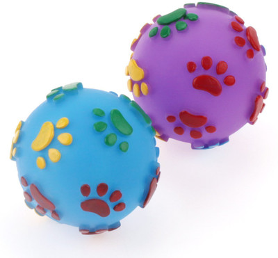 

Foodie Puppies Squeak Vinyl Dog Toy 4 Inch'' Ball With Colorful Paw Pattern Assorted Color - 2 Pieces Color May Vary Rubber Fetch Toy, Ball, Chew Toy For Dog