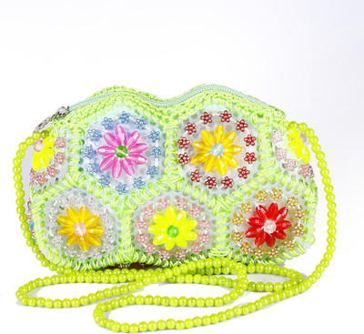 

Parichita bag colorful beads studded designer collection for baby girls Pouch(Green)