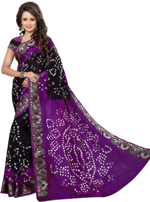 SVB Sarees Embellished Bandhani Cotton Blend Saree(Multicolor)