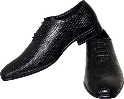 

Zapatoz Men's Black Formal Derby Shoes Lace Up For Men(Black