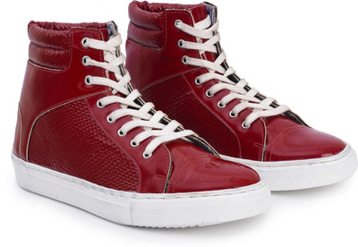 

Rozo Patent High Ankle Sneakers For Men(Red