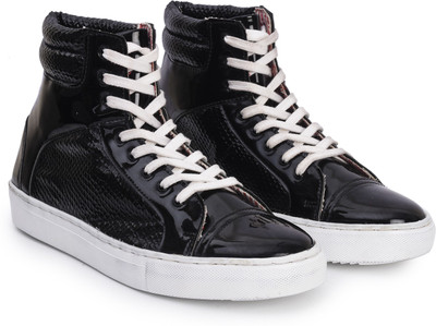 

Rozo Patent High Ankle Sneakers For Men(Black