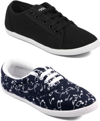 

Asian Women Casual & Running Shoes Combo Pack of 2 Canvas Shoes For Women(Black, Navy, Multicolor