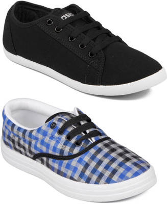 

Asian Women Casual & Running Shoes Combo Pack of 2 Canvas Shoes For Women(Black, Blue, Multicolor