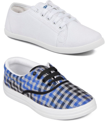 

Asian Women Casual & Running Shoes Combo Pack of 2 Canvas Shoes For Women(White, Blue, Multicolor