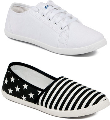 

Asian Women Casual & Running Shoes Combo Pack of 2 Casuals For Women(Black, White, Multicolor