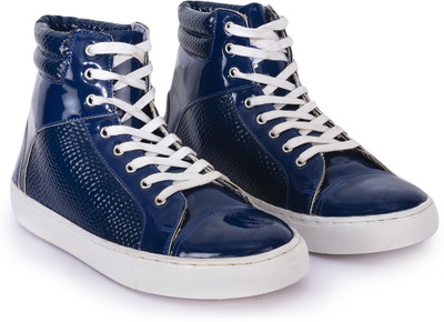 

Rozo Patent High Ankle Sneakers For Men(Blue