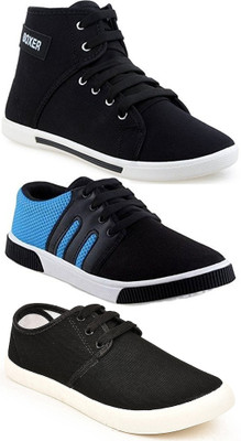 

Long Walk Men Combo Pack of 3 Sneakers For Men(Black