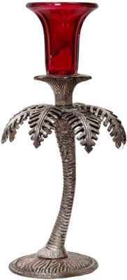 

Little Jaipur Antique Tree Design Single Candle Holder Iron 1 - Cup Tealight Holder(Silver, Pack of 1)