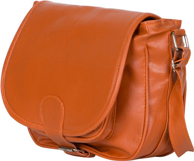 

HideMate Girls Formal Orange Rexine Sling Bag