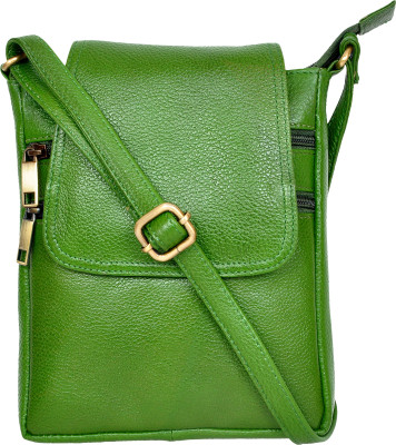 

Aone Men & Women Casual Green Genuine Leather Sling Bag
