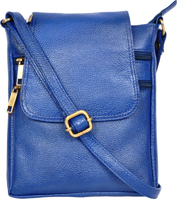 

Aone Men & Women Casual Blue Genuine Leather Sling Bag