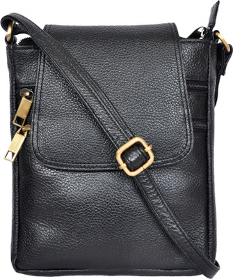 

Aone Men & Women Casual Black Genuine Leather Sling Bag