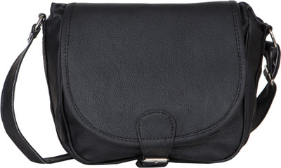

CRAWLER Women Casual Black Leatherette Sling Bag
