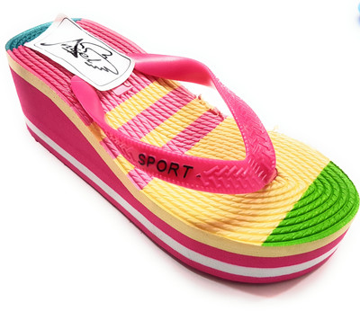 

Angel Fashion Multicolor Wedges Women Flip Flops, Pink