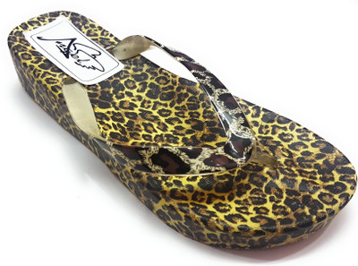 

Angel Fashion Tiger Wedges Flip Flops, Brown