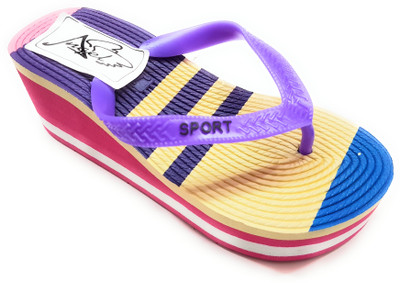 

Angel Fashion Multicolor Wedges Women Flip Flops, Purple