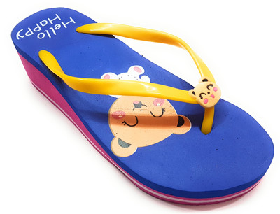 

Angel Fashion Hello Happy Wedges Flip Flops, Light blue