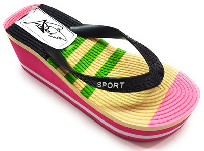 

Angel Fashion Multicolor Wedges Women Flip Flops, Black