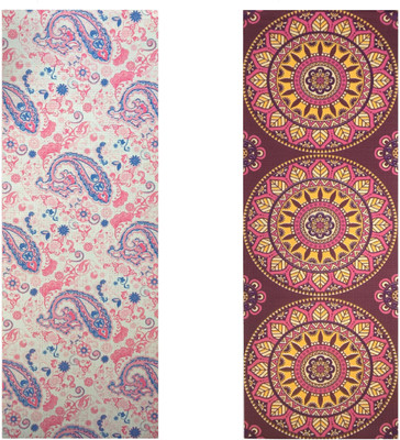 

Vritraz Printed, Extra Thick, Premium, Eco Safe, Non Slip With Free Carry Bag PinkPattern Round (Pack of 2) Pink 6 mm Exercise & Gym Mat, Multicolor