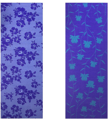 

Vritraz Printed, Extra Thick, Premium, Eco Safe, Non Slip With Free Carry Bag BlueFlower BlueLotus (Pack of 2) Blue 6 mm Exercise & Gym Mat, Multicolor