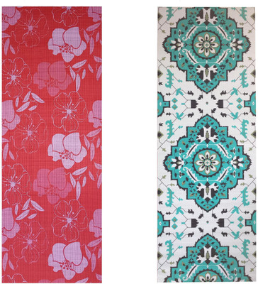 

Vritraz Printed, Extra Thick, Premium, Eco Safe, Non Slip With Free Carry Bag RedFlower Rhombus (Pack of 2) Red 6 mm Exercise & Gym Mat, Multicolor