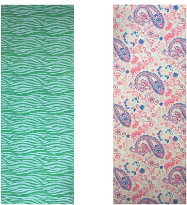 

Vritraz Printed, Extra Thick, Premium, Eco Safe, Non Slip With Free Carry Bag GreenWave PinkPattern (Pack of 2) Green 6 mm Yoga Mat, Multicolor